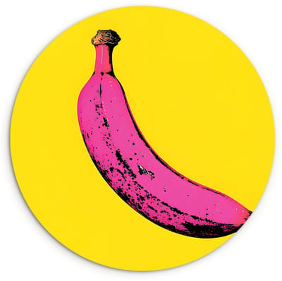 WallCircle® Wandcirkel 120x120 cm - Muurcirkel Banaan - Grafisch - Geel - Muurdecoratie woonkamer - Wanddecoratie slaapkamer - Kamer decoratie accessoires - Ronde schilderijen XXL