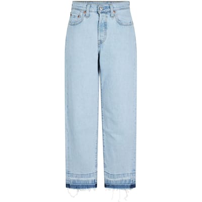 Levis Damesjeans 501 met rechte pijpen en enkellengte (Platte Aarde)