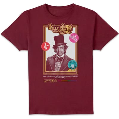 Willy Wonka & The Chocolate Factory Retro Cover Men's T-Shirt - Bordeaux - S