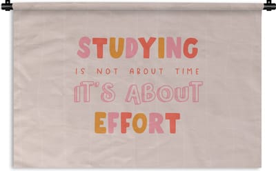 Wandkleed - Wanddoek - Studeren - Quote - Motivatie - 180x120 cm - Wandtapijt