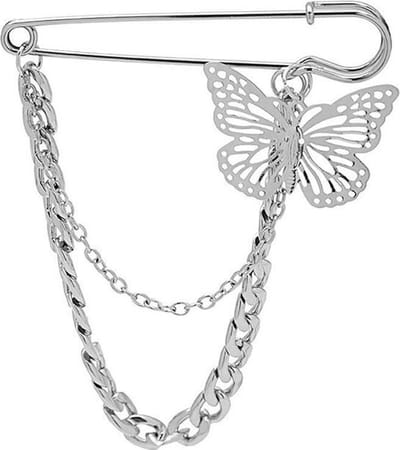 Fako Bijoux® - Sierspeld - Sjaalspeld - Vestsluiting - Vestspeld - Ketting - Vlinder - Zilverkleurig