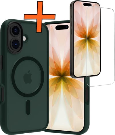 Hoes - Met Screenprotector - Geschikt voor Apple iPhone 17 - Magsafe Compatible - Sterk & Shockproof - Back Cover - Shock Proof Case - Telefoon Hoes - Donkergroen