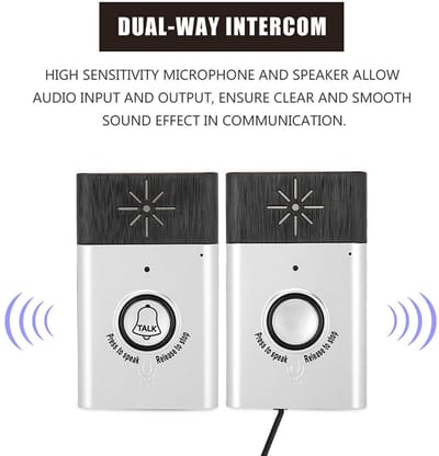 Dailygoody - Draadloze Deurbel - Mini Draagbare Intercom - Eenvoudig Te Installeren - Draadloos Systeem - Voor Thuis en Kantoor - Compact Ontwerp