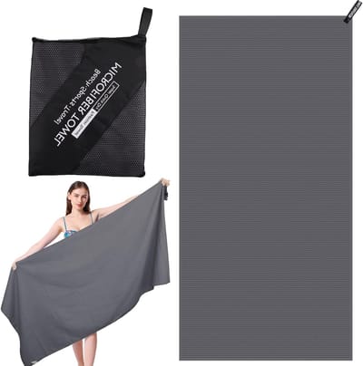Microfiber Strandhanddoek voor Volwassenen 180x80cm - Compact, Sneldrogend en Ideaal voor Sport, Yoga en Kamperen met Mesh Tas