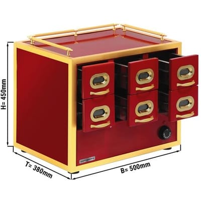 GGM Gastro Warmhaltebox - 2x 3 Schubladen - für Mandel & Nüsse Rood / Goud