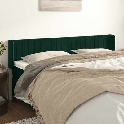 vidaXL - Hoofdbord - met - randen - 163x16x78/88 - cm - fluweel - donkergroen