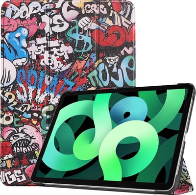 Hoes - Geschikt voor Apple iPad Air 4 (2020) - 10.9 inch - 4e Generatie - Dun & Stevig - Trifold Bookcase - Hard Cover - Hardcover Book Case - Tablet Hoesje - Graffity