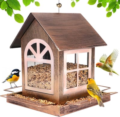 Houten Vogelhuisje voor Buiten - Weerbestendig Voederstation voor Vogels - 14,5 x 18,5 x 23 cm - Perfect voor Tuin en Balkon