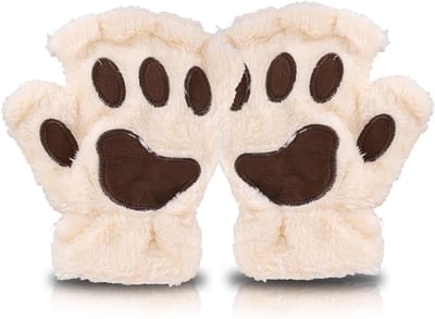 Schattige Pluche Halfvinger Kat Handschoenen voor Cosplay en Winter, Perfect voor Vrouwen en Meisjes