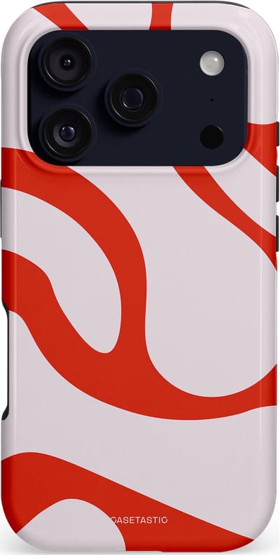 Casetastic hoesje geschikt voor Apple iPhone 17 Pro - MagSafe - Dubbellaagse bescherming - Oranje Witte Pebbel Stenen - Fashion Case - Lichtgrijs Rood