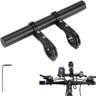 Dailygoods - Fietsstuuruitbreiding - Fietsstuurverlenging - Lichtgewicht aluminium - 20 cm - Telefoonbevestiging - Geschikt voor snelheidsmeters en la...