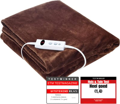 AMA® Elektrische Onderdeken - Warmte Deken - Elektrische Deken - 180 x 130cm x 1cm - Bruin