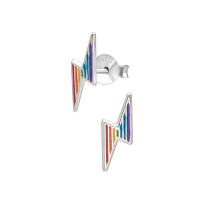 WeLoveSilver - zilveren oorbellen - meisjes - bliksemschicht - regenboog
