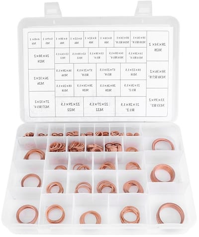 Assortiment van 568 Stuks Koper Ringen in 30 Maten - Platte Afsluitringen en Pakking Set met Opbergdoos voor Diverse Toepassingen