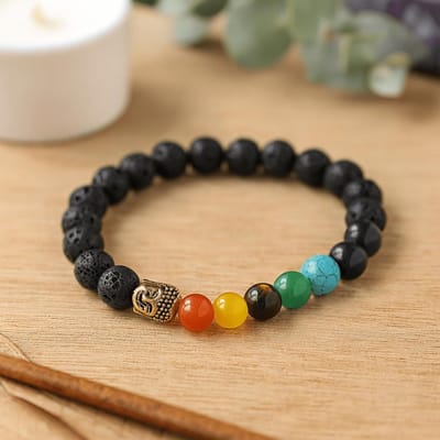 Lavasteen armband - Boeddha Chakra