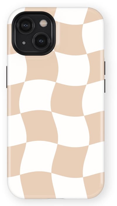 Checkered Warp Hoesje geschikt voor iPhone 14 | Geschikt Voor Mag | Uniek Design Hoesje | Beschermhoes geschikt voor iPhone 14 Linen Grid