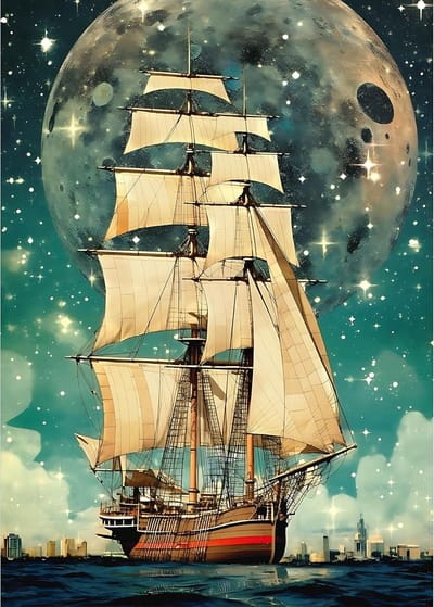 Uitdagende 1000 Stukjes Legpuzzel Volwassenen - Sterrenhemel Zeilschip 70x51 cm XXL