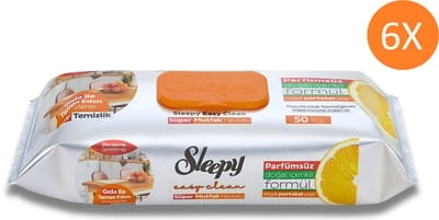 Sleepy Easy Clean - Schoonmaakdoekjes - 6x 100 stuks - Sinasappel - Voordeelverpakking