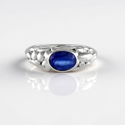 Cavill - 925 Sterling Zilver Ring - Nepalese Blauwe Kyaniet 1,338 ct & Zirkoon 0,027 ct - Platina Geplateerd - Elegante Edelsteenring