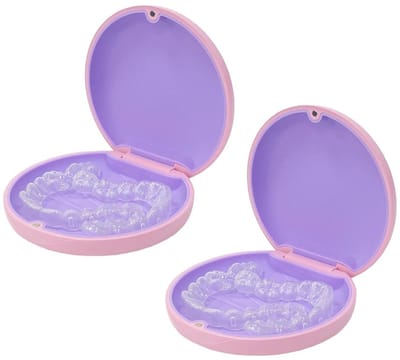 Set van 2 beugel opbergdoosjes - Tand Beugeldoosje - Orthodontisch beugeldoosje - Zachte siliconen voering met magnetische sluiting - Geschikt voor vrouwen, mannen, tieners en volwassenen