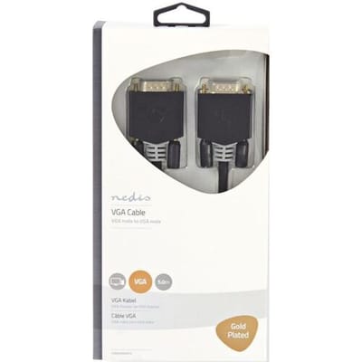 Nedis VGA-Kabel - VGA Male - VGA Male - Verguld - Maximale resolutie: 1920x1200 - 5.00 m - Rond - ABS - Antraciet - Window Box