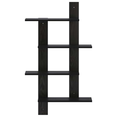 vidaXL - Wandplank - Zwart - eiken - 61 - x - 13,5 - x - 105 - cm - Bewerkt - hout
