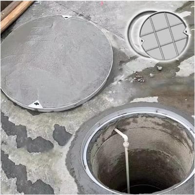 Ronde Afvalwater Tank Cover - Putdeksel Inbouw - Ondergrondse Drainage - Naadloos Geïntegreerd Ontwerp - 40 cm Diameter - Zilver