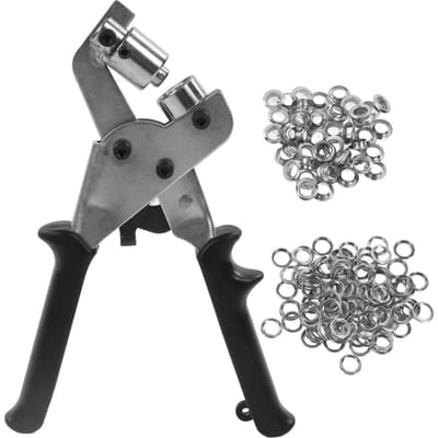 Pons Tang Riem Leer Handmatig Draagbaar Gatponser Kit met Oogjes Gespen voor Tent Luifel gray