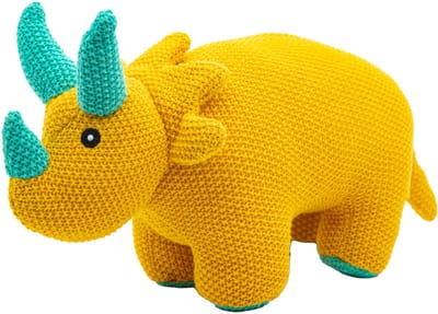 Cute since 1999 - Dinosauruspark - Dinosaurus speelgoed - Gele triceratops - Katoen Knuffel - 29cm