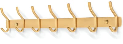 TOJ 14 Haaks Wandkapstok – 54cm - Muur / Wand Kapstok - Hangende Design Muurkapstok - Handdoekrek - RVS - Goud
