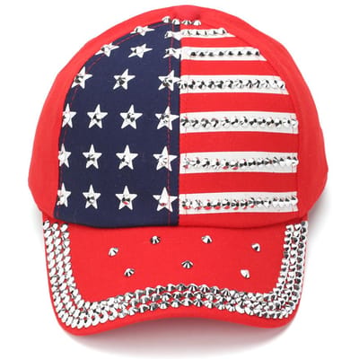 USA Vlag Strass Bezaaide Baseballpet Sprankelende Amerikaanse Vlag Verstelbare Patriotische Zon Hoed Voor Vrouwen 4 Juli Adjustable