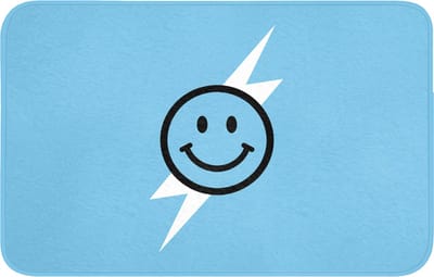 Badmat 80x50 cm - Antislip - Smiley - Blauw - Bliksem - Badmatten voor badkamer - Badkamermat - Douchemat - Badkamer mat
