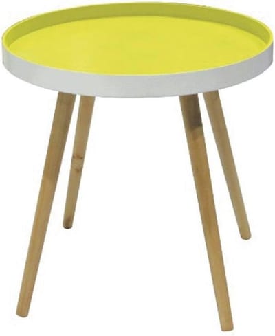 Ronde bijzettafel houten tafelblad in Anijsgroen met witte afwerking