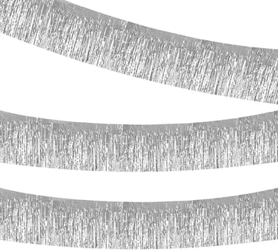 Dailygoods- Fringe Slinger Zilver - 3 Stuks - Metaalfolie Decoratie - Verjaardag Feest - Kerstmis - Eenvoudige Installatie - 300 x 30 cm