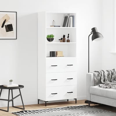 vidaXL - Hoge - kast - 69,5x34x180 - cm - bewerkt - hout - wit