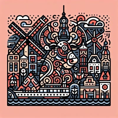 Line art groningen schilderij | Gracious Lines: A Captivating Masterpiece of Groningen's Artistic Essence | Kunst - 100x100 centimeter op Canvas | Foto op Canvas