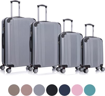 TRALEX - Levante - 4 Delig kofferset - Kleine Handbagage 27L - Handbagage 39L - Medium koffer 73L & Grote koffer 97L - ABS - Harde schaal - Cijferslot - Lichtgewicht - Flexibel - Stille wielen - Spinnerwielen - Zilver