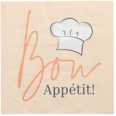 12x 30 Servetten 3-laags 1/4 vouw 33 cm x 33 cm Bon Appétit