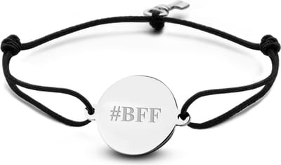 Key Moments 8KM-BE0009 - Armband met stalen tekst bedel en sleutel - #BFF - one-size - zilverkleurig