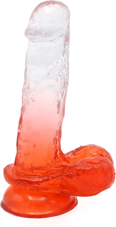 Kiotos Cox Color - Gekleurde Dildo 07 - 18 x 4 cm - Transparant/Rood