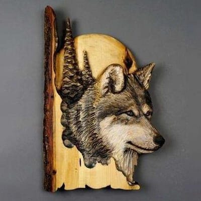 Platte Dierlijke Handwerk Wandhanger Sculptuur Houten Wasbeer Beer Hert Wolf Vos Handgeschilderde Decoratie voor Thuis Woonkamer