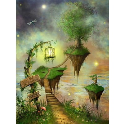 Peinture Diamant DIY Forage Complet Paysage d'Arbres Point de Croix Broderie Diamant Strass Décor Maison 20X30CM beige