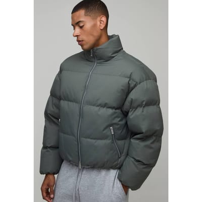 Heren Boxy Fit Essential Midweight Gewatteerde Puffer Jas Met Col | Olive | Size XS