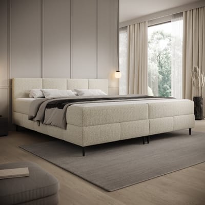 Meubella - Brisa - Boxspring opbergruimte - Teddystof beige - 200x200cm