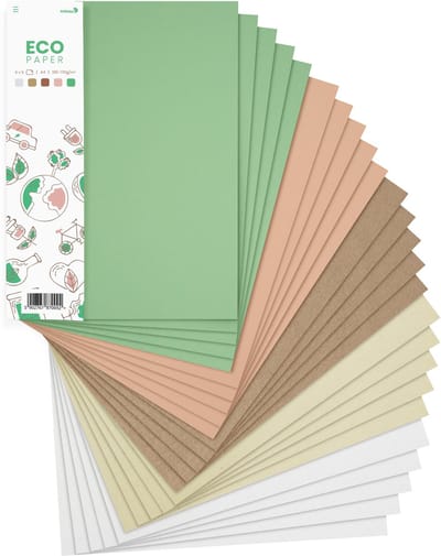 Netuno - set decoratief papier in ecologische kleuren - 5x5 - A4 - 21 x 29,7 cm - 25 vellen