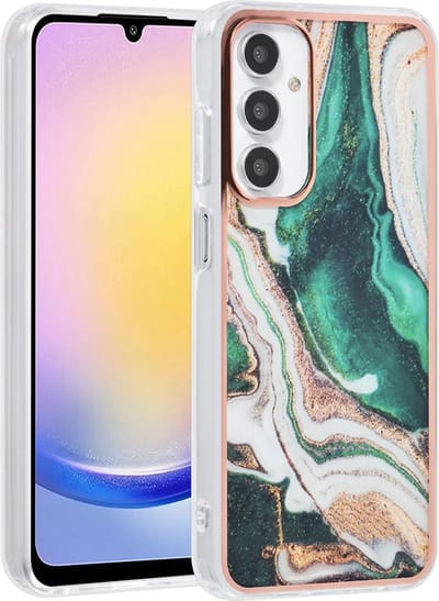 TPU Back Cover hoesje - Marble Groen - Geschikt voor: Samsung Galaxy A35