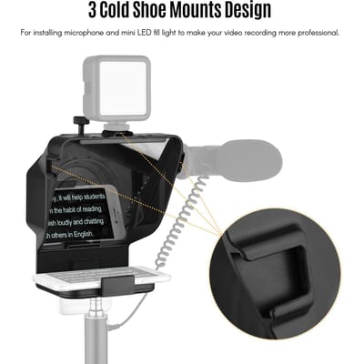 Draagbare Smartphone Teleprompter Prompter met Telefoonhouder Adapter Afstandsbediening voor Video-opname Live Streaming gray