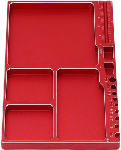 Jhubersproducts - Magnetische schroefbak - Aluminium schroefbak - Efficiënt sorteren - Rood - Magnetische pad - Voor onderhoud en reparatie - Geschikt