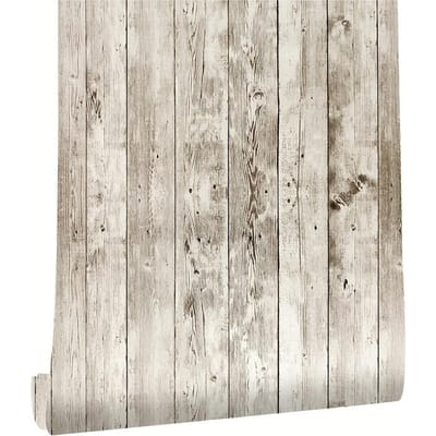 1 rol Retro Nostalgie 3D Verticale Strepen Simulatie Houtnerf Houten Paneel PVC Muurstickers, Muurdecoratie Keuken Woonkamer Behangstickers 6m