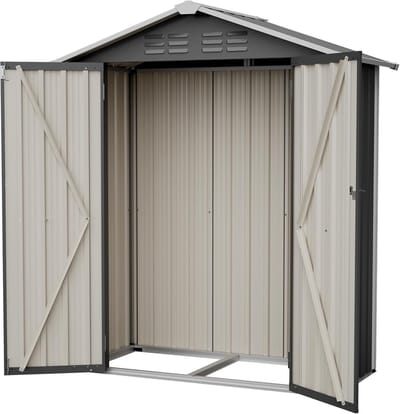 Metalen tuinhuis 154x83x180 cm - waterdichte buiten schuur met ventilatie & slot voor tuinonderhoud